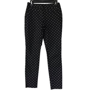 Cue Australia Black Straight Leg Pants White Polka Dots Size 6 EUC Cigarette